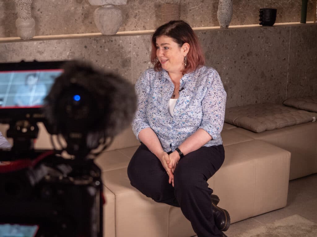 Dr Niamh O'Connor being interviewed