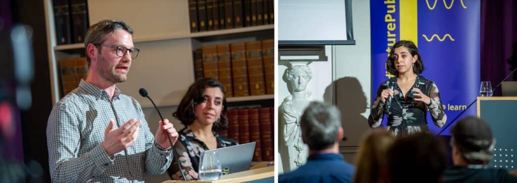 Chris Arthurs and Mimi Keshani speaking