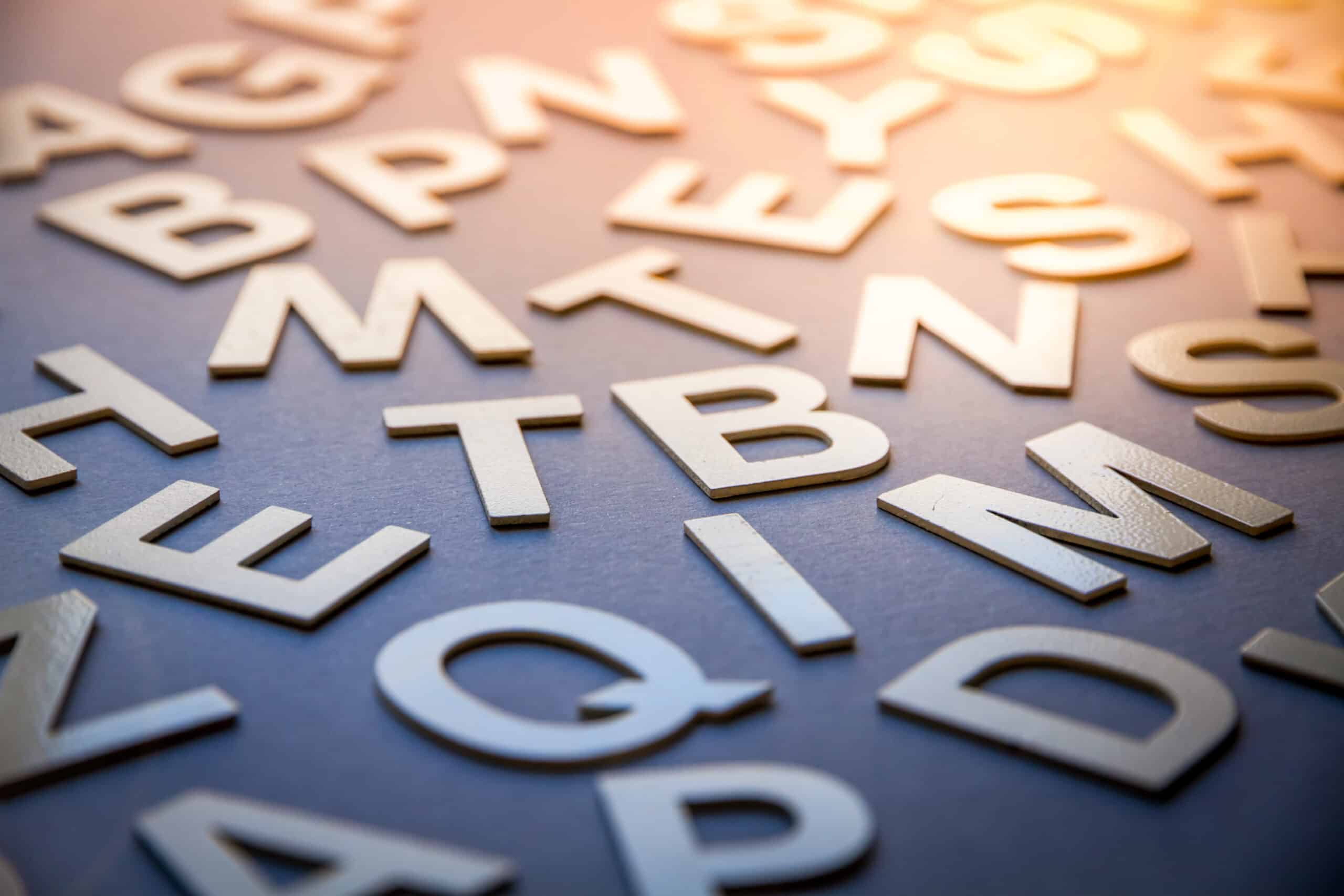 letters of the alphabet scattered on a table top