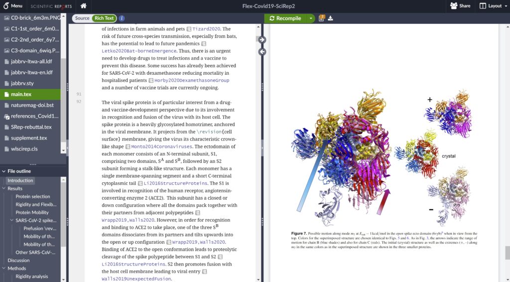 The research paper being written up in Overleaf, before submission to Scientific Reports