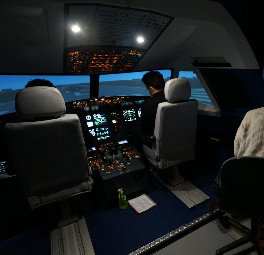 pic of pilots training in a simulator