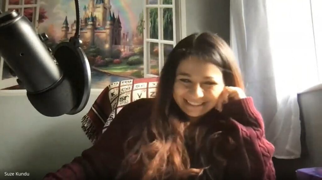 Suze Kundu on a video chat