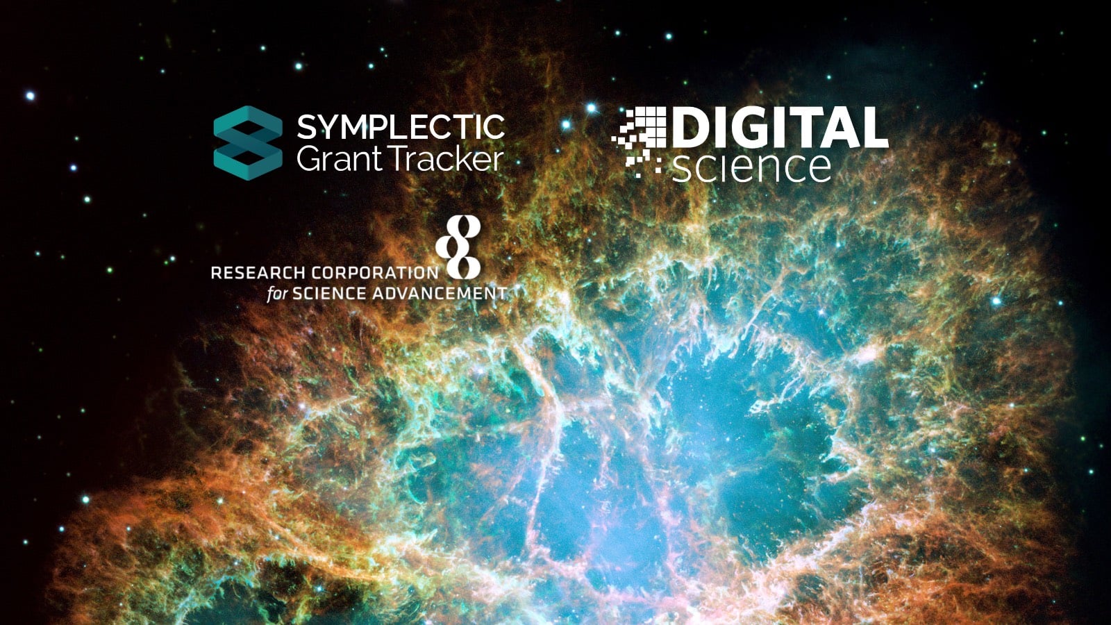 Photo of space with logos of Symplectic, Digital Science and RCSA
