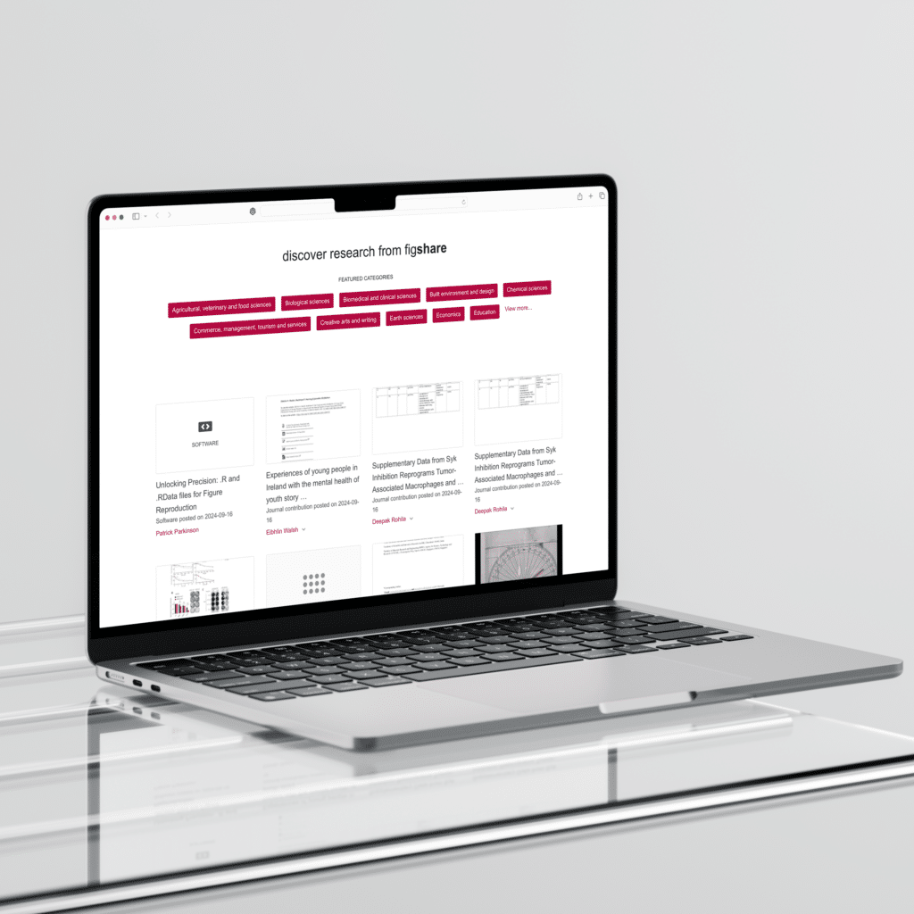 pic of opened laptop with Figshares interface on screen