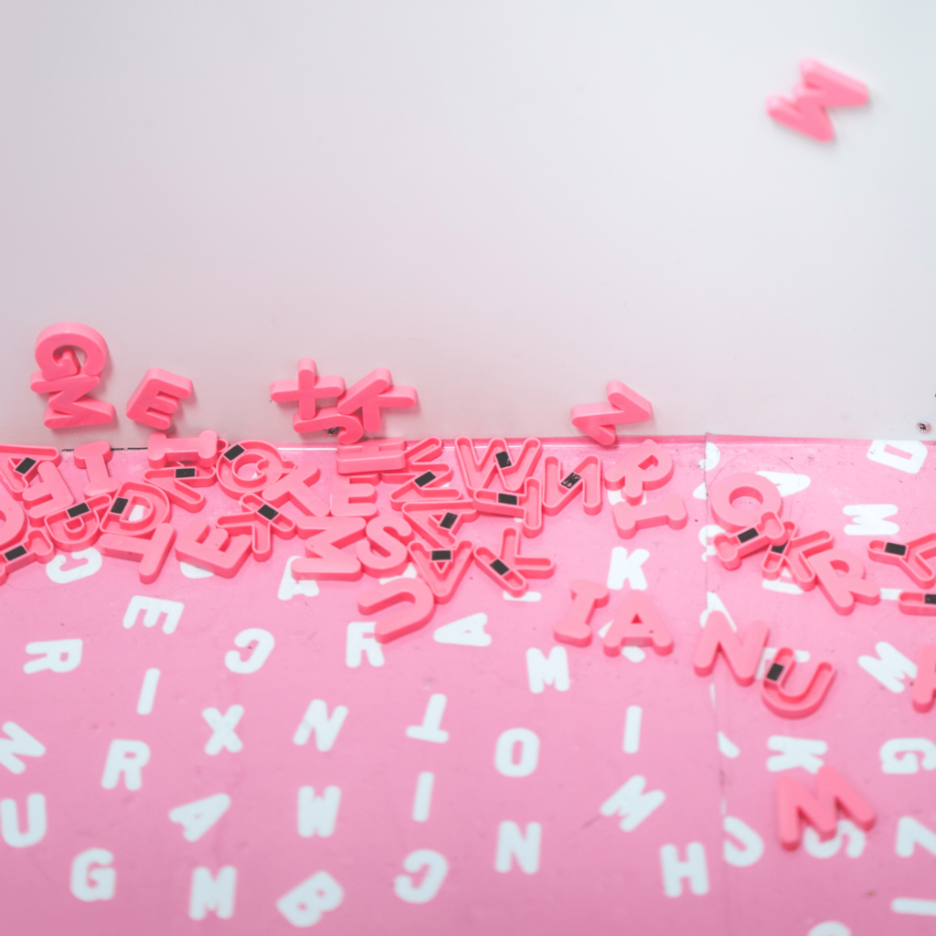 alphabet of pink letters