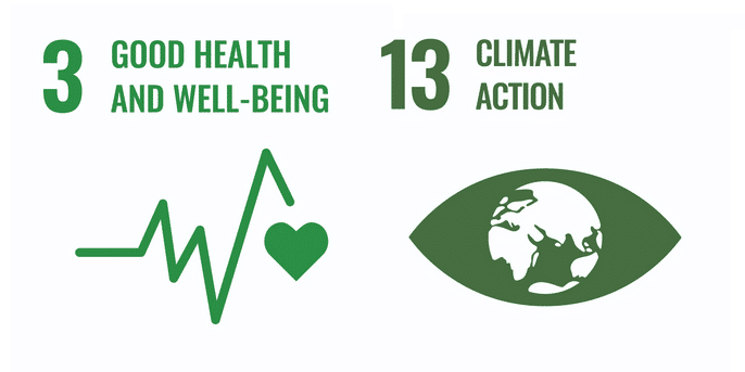 Graphic displaying UN SDGs 3 and 13